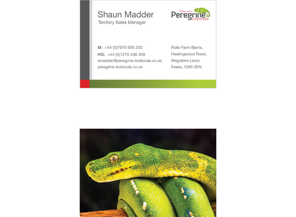 Peregrine Livefoods Business Cards